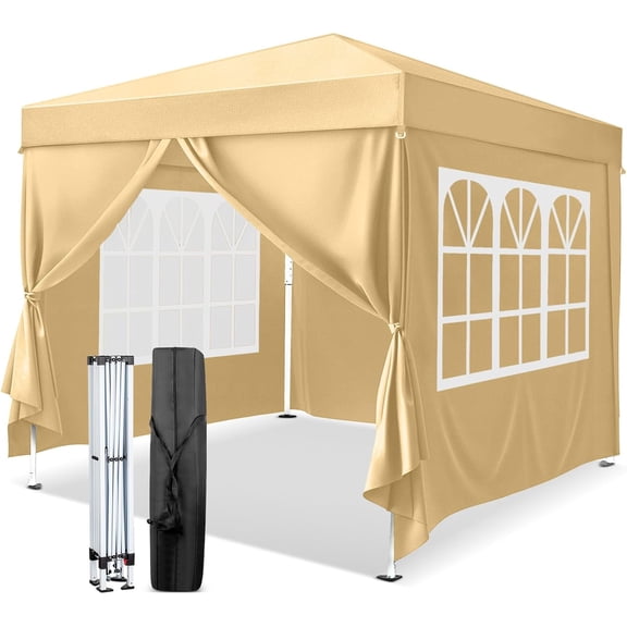 NULIAM 10x10 Pop Up Canopy Tent with Sidewalls, Outdoor Gazebo Canopy Tent, Patio Event Tents Outdoor Event Shelter for Parties (Yellow)