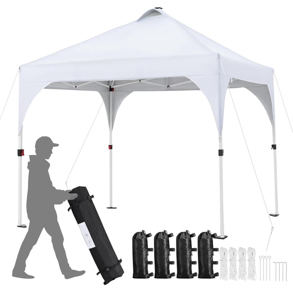 NULIAM 10x10ft Pop Up Canopy Tent, Outdoor Instant Sun Shelter with Solar LED Lights, UPF 50+ Waterproof Gazebo for Patio Party Camping, Silver-Coated White