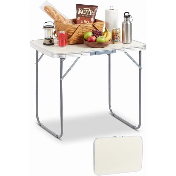 NULIAM 2.3ft Portable Folding Camping Table Lightweight Suitcase White | Outdoor Waterproof Adjustable Height Table, Aluminum Foldable Table for Picnic BBQ Beach Dining