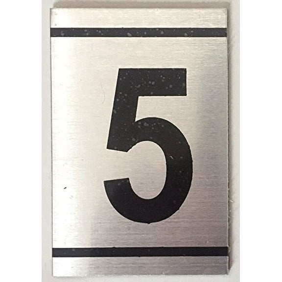 NUMBER SIGN -5 -BRUSHED ALUMINUM (2.25X1.5, Aluminium))