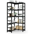 thumbnail image 1 of NUMENN 5 Tier Corner Bookshelf, Modern Corner Bookcase, Large Open Shelf Bookcase, Tall Bookshelves Storage Display Rack for Bedroom, Living Room and Home Office, Black, 1 of 14