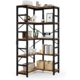 thumbnail image 1 of NUMENN 5 Tier Corner Bookshelf, Modern Corner Bookcase, Large Open Shelf Bookcase, Tall Bookshelves Storage Display Rack for Bedroom, Living Room and Home Office, Vintage, 1 of 7