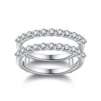 NUNCAD 0.78 CT Moissanite Ring Enhancers for Engagement Rings 925 Sterling Silver D Color VVSI Clarity Two Row Round Moissanite Half Eternity Ring D Color VVS1 Clarity