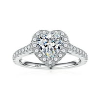 NUNCAD 1.2Ct Women Heart Shape Moissanite Halo Promise Rings 925 Sterling Silver Moissanite Engagement Ring