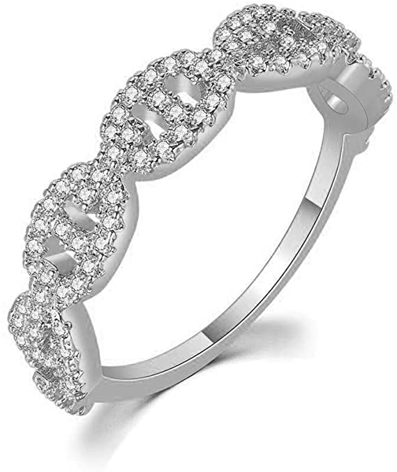 NUNCAD 14K Gold Plated Cubic Zirconia Stackable Eternity Anniversary ...