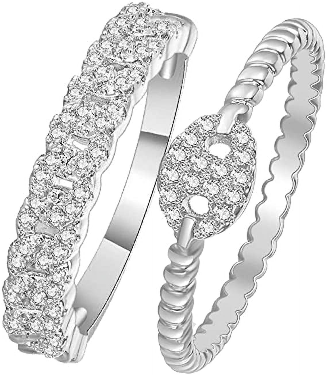 NUNCAD 2Pcs 14K Gold Plated Stackable CZ Ring Eternity Bands for Women ...