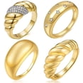 thumbnail image 1 of NUNCAD 4PCS 14K Gold Plated Chunky Rings Minimalist Dome Croissant Twisted Braided Statement Ring Set for Women Size 6-9, 1 of 5