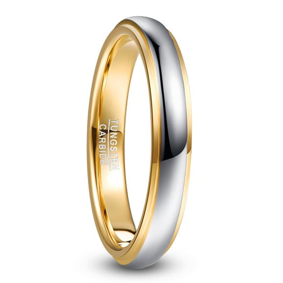 NUNCAD 4mm Tungsten Rings for Men Women Gold Silver Two-Tone Wedding Bands Step Edges Comfort Fit Size 5-12