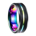 thumbnail image 1 of NUNCAD 8mm Men's Tungsten Rings Grooved Black Matte Finish Beveled Edges Multi-Color Size 7 to 15, 1 of 5