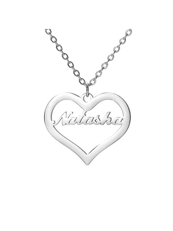 Custom Name Love Heart Pendant Personalized Name Heart Necklace for Women Valentine's Day Gift Gold/Silver/Rose Gold