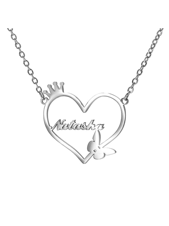 Custom Name Love Heart Pendant Personalized Name Heart Necklace for Women Valentine's Day Gift Gold/Silver/Rose Gold