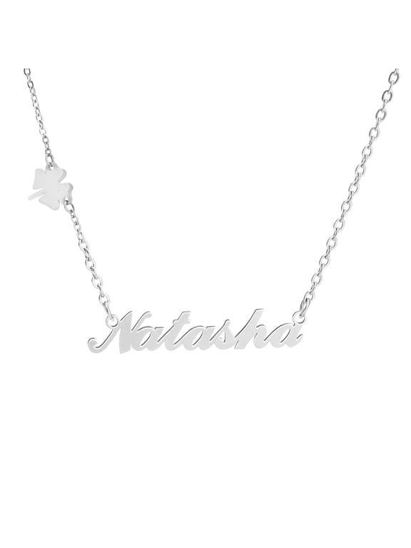 Custom Name Necklace Personalized Name Necklace with Clover for Women Gold /Silver /Rose Gold
