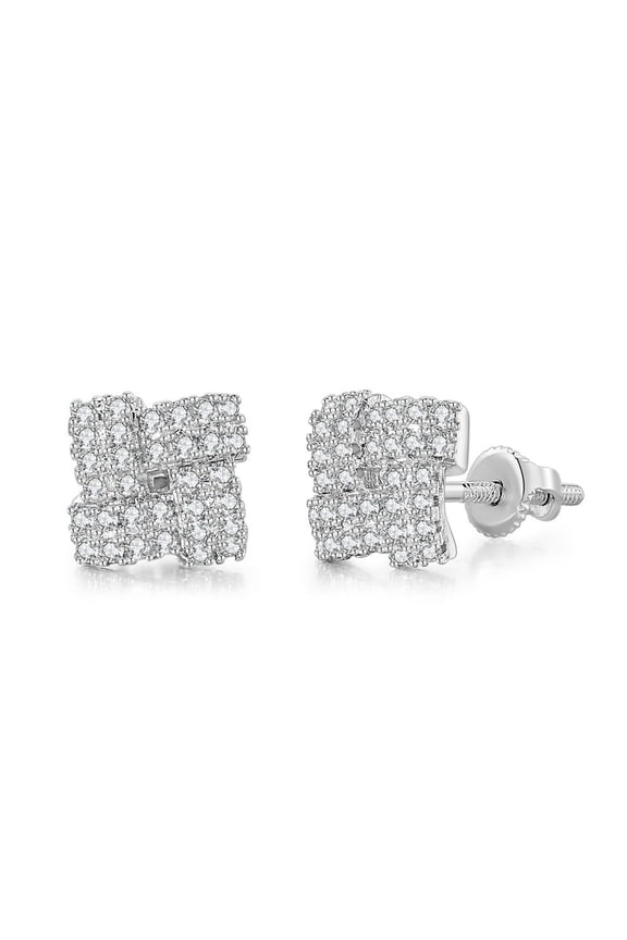 Geometric Stud Earrings Cushion Cut Square Full Cubic Zirconia Setting Unisex Stud Earrings Hip Hop Unisex Jewelry