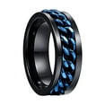 thumbnail image 1 of NUNCAD Men's Tungsten Carbide Wedding Ring 8mm Black with Blue Rotatable Chain Inlaid, 1 of 5