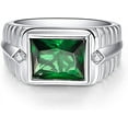 thumbnail image 1 of NUNCAD Men's Wedding Engagement Rings Emerald Cut 8x10mm Created Onyx Green Emerald White Cubic Zirconia 925 Sterling Silver 11mm Bands Size 6-12, 1 of 5