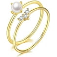 thumbnail image 1 of NUNCAD Minimalist Stackable Thin Rings Pearl Cubic Zirconia Engagement Ring for Women, 1 of 5