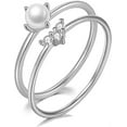 thumbnail image 1 of NUNCAD Minimalist Stackable Thin Rings Pearl Cubic Zirconia Engagement Ring for Women, 1 of 5