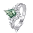 thumbnail image 1 of NUNCAD Moss Agate Engagement Ring Set - Kite Cut Engagement Rings 925 Sterling Silver Ring for Women, 1 of 5