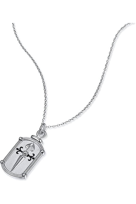 Necklace for Unisex 925 Sterling Silver Dog Tag Pendant Necklace Silver Rhodium Plated Frosted Fashion Jewelry Birthday Gift