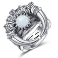 thumbnail image 1 of NUNCAD Opal Rings for Women 925 Sterling Silver Rings Crescent Moon Ring Vine Leaf Ring Wedding Rings, 1 of 5