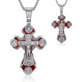 thumbnail image 1 of NUNCAD Orthodox Cross Necklace Double Sided 925 Sterling Silver Crucifix Pendant Coral Virgin Mary Necklace, 1 of 5