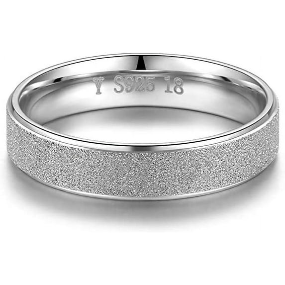 NUNCAD Sandblast Finish Rings Unisex Wedding Ring Tarnish Resistant Comfort Fit Wedding Band 3mm Ring 925 Sterling Silver