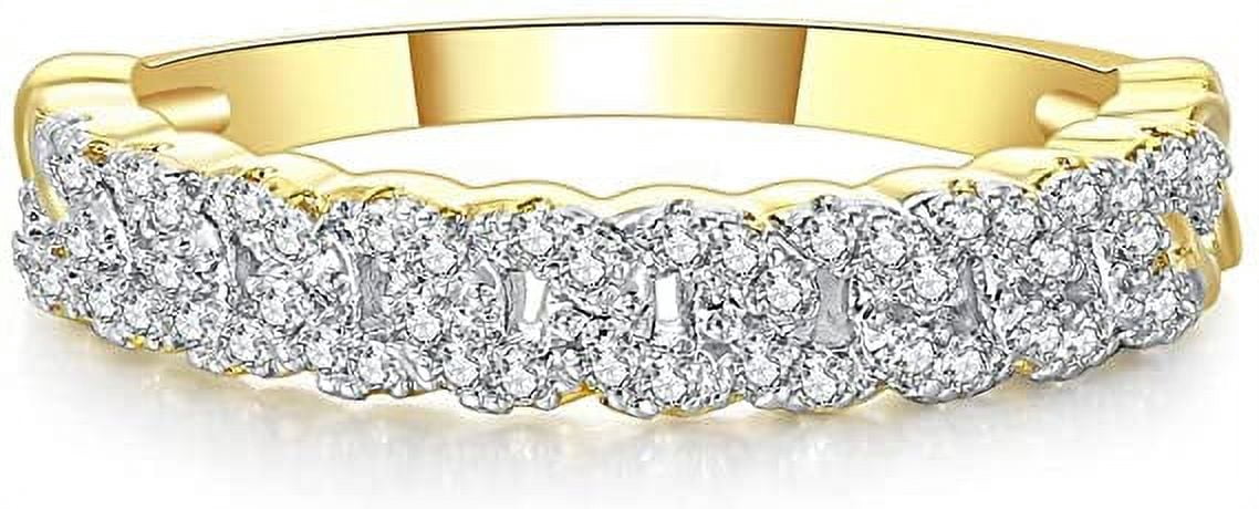 NUNCAD Stacking Rings for Women 14K Gold Plated Chain Link Ring Pave CZ ...