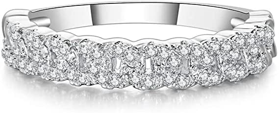 NUNCAD Stacking Rings for Women 14K Gold Plated Chain Link Ring Pave CZ ...