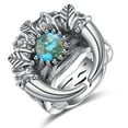 thumbnail image 1 of NUNCAD Teal Turquoise Rings for Women 925 Sterling Silver Rings Crescent Moon Ring Vine Leaf Ring Wedding Rings, 1 of 5