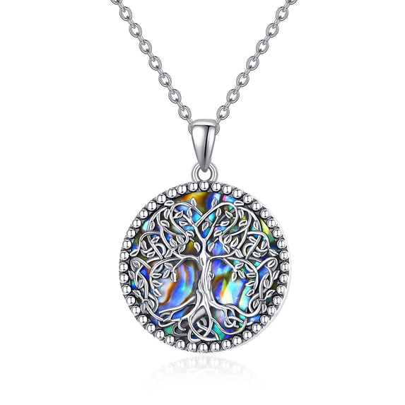 NUNCAD Tree of Life Necklace for Women 925 Sterling Silver Necklace Abalone Shell Pendant Necklace
