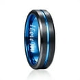 thumbnail image 1 of NUNCAD Tungsten Ring 4/6/8/10mm Black/Blue/Gold/Rose Gold/Silver Groove Wedding Bands Beveled Edges Engraved Size 4 to 17 for Men and Women, 1 of 5