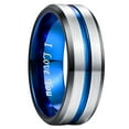 thumbnail image 1 of NUNCAD Tungsten Ring for Men Women 8mm Blue Channel/Steel Color Frosted Tungsten Carbide Ring, 1 of 5