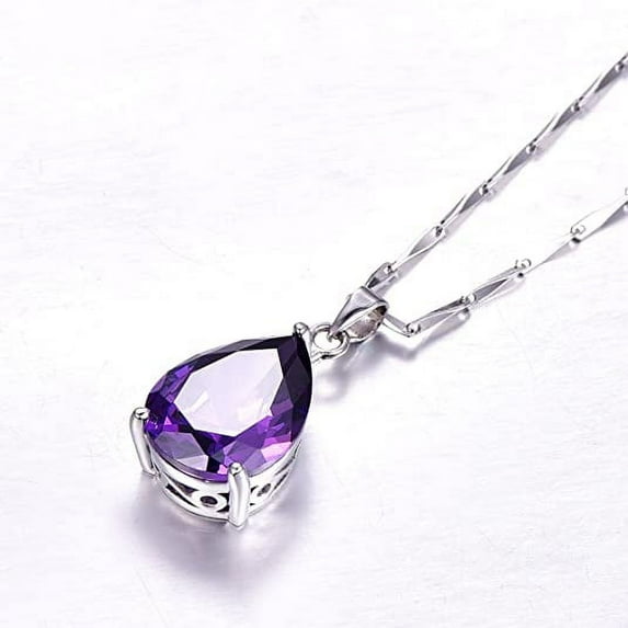 NUNCAD Womens Pendant Necklace with Created Emerald Cubic Zirconia CZ Birthstone 925 Sterling Silver Chain Pendant Christmas Romantic Date Gift