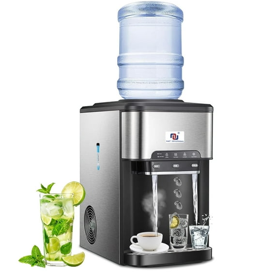NUNET 3 in 1 Portable Ice Maker + Water Cooler Dispenser 5 Gallon with Child Safety Lock