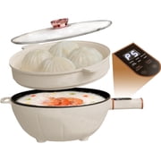 4L Electric Skillet 1000W Electric Cooker with Non-Stick Coating & Steamer, Timer & Schedule Cooking Settings, 12 Large Electric Hot Pot with Lid for Soup, Pasta, Frying, Stir-Fry