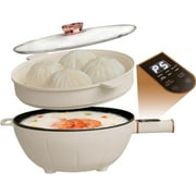 NUNET Electric Rice Cooker, Portable 10-1 Multi-Functional Smart Food Time Control 400W Mini Cooker 2.1QT 3 Cups Uncooked/5 Cups Cooked for Soup Grain Oatmeal w. Non-Stick Inner Pot (white)