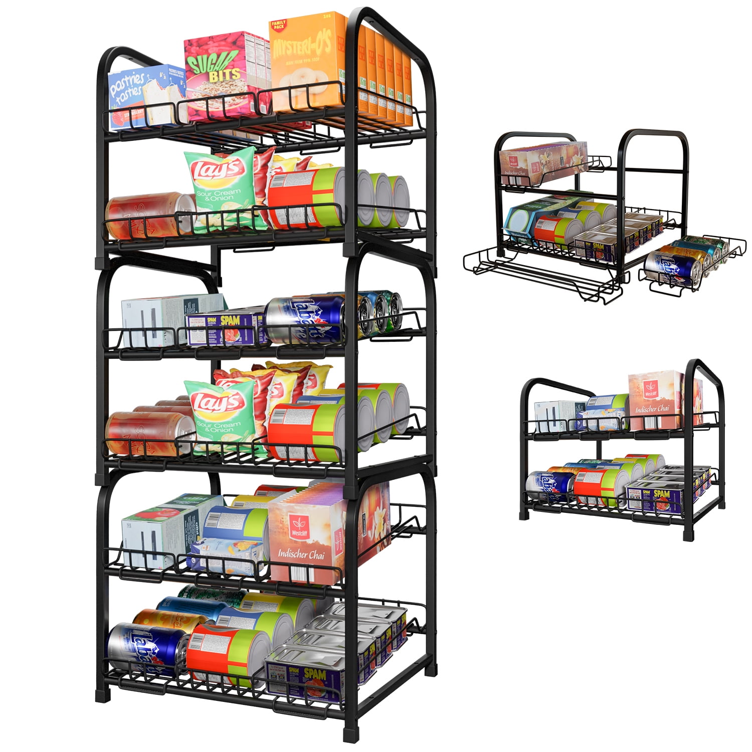 6 Tier Stackable Can Rack Organizer/3 of 2 tier Can Rack for food