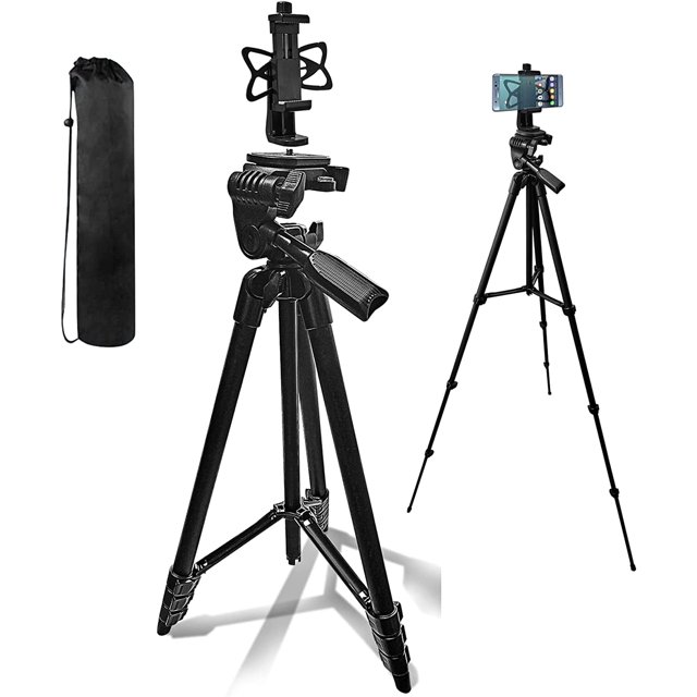 60" Camera Tripod w. Pan Head Handle & Bubble Level Extendable