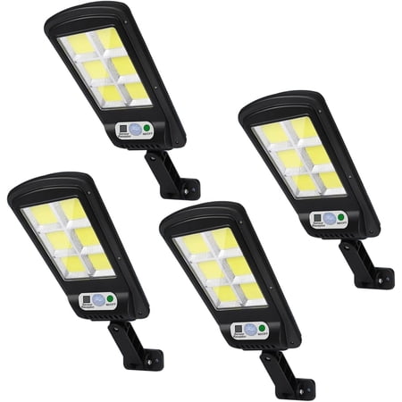 NUNET 4 Pack 120 LED Solar Security Lights Outdoor, Motion Sensor with Remote Control, 3 Modes Weatherproof, Dusk to Dawn, Wireless Solar Street/Flood Lights for Garden Yard G