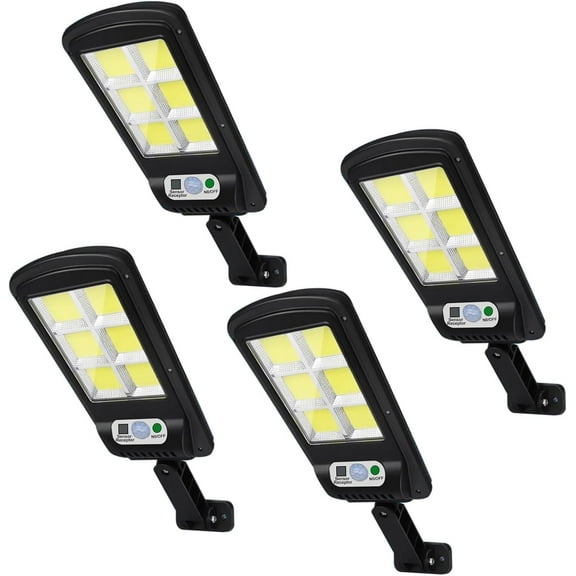 NUNET 4 Pack 120 LED Solar Security Lights Outdoor, Motion Sensor with Remote Control, 3 Modes Weatherproof, Dusk to Dawn, Wireless Solar Street/Flood Lights for Garden Yard G