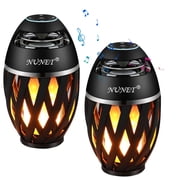 NUNET Outdoor Bluetooth Speakers w. Flickering Flame Tiki Torch TWS Wireless Loud Sound System w. Stakes Wall Mounts Waterproof Lantern Patio/Yard Decoration, 2Pack/Black