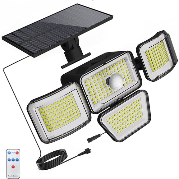 NUNET Solar Motion Sensor Light, 278 LED, 4 Heads, IP65 Waterproof, 20.16 oz