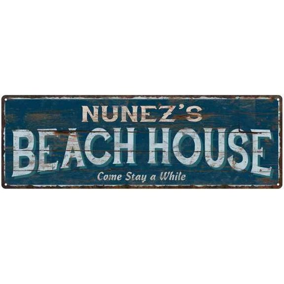 NUNEZ'S Beach House Blue Rustic Cabin Home Decor 6x18 Metal 106180026306