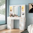 thumbnail image 1 of NUNU LAB 42 Inchs Large Vanity Desk with Mirror and Lights with 6 Drawers and 4 Cabinets, Big Women Makeup Table with Power Outlet, 3-Color Adjustable Lighting for Bedroom White, 1 of 14