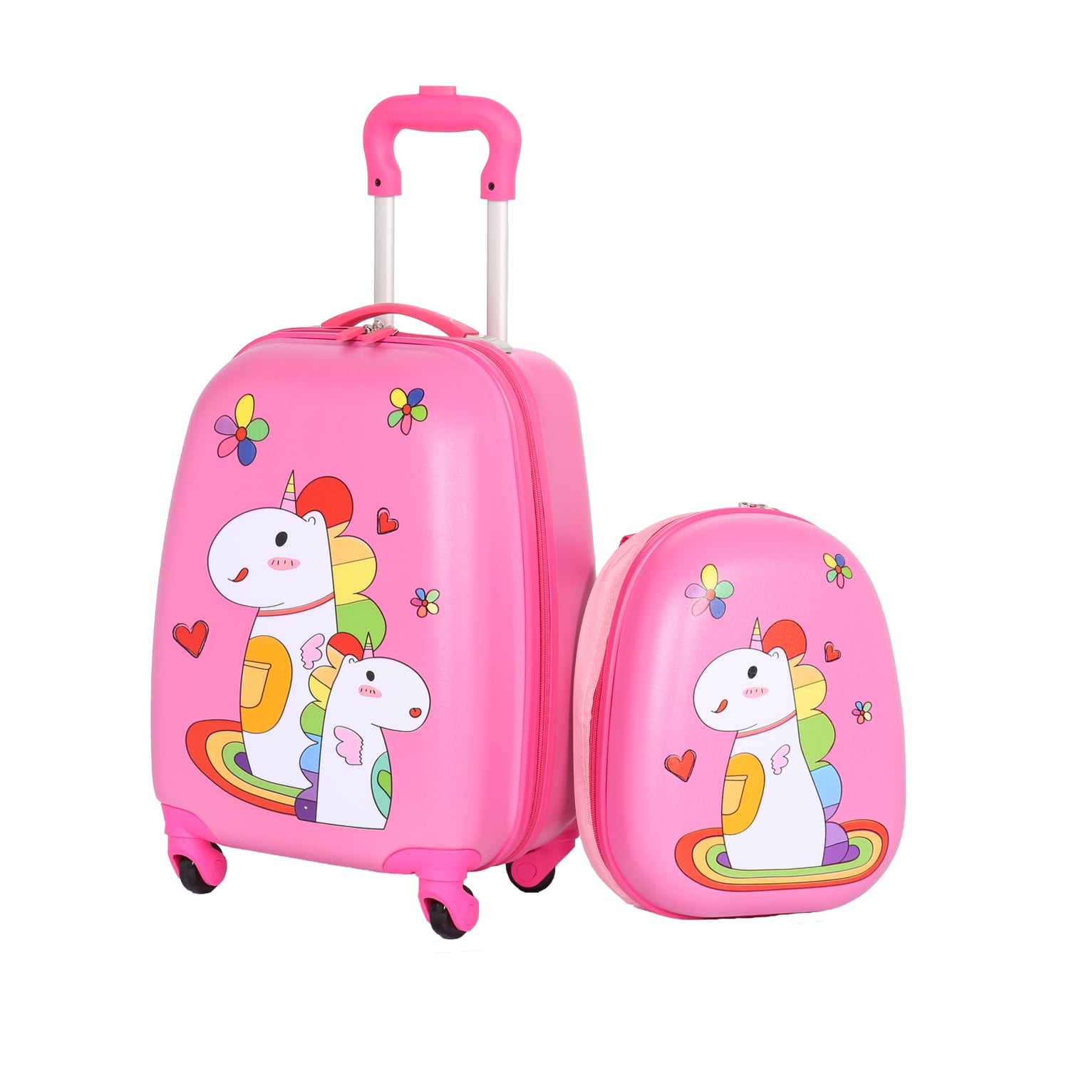NUNU LAB Unicorn Kids Luggage, Girls Carry on Suitcase W/ 4 Spinner