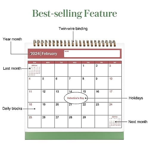 NUOBESTY 20242025 Desktop Calendar Stand Up Desktop Year Calendar