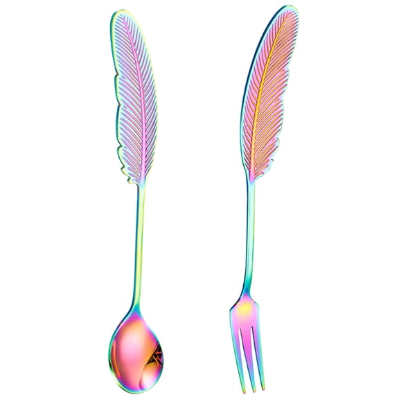 NUOBESTY 2-Piece Mini Stainless Steel Spoon and Fork Set, Kitchen Utensils for Dining and Travel