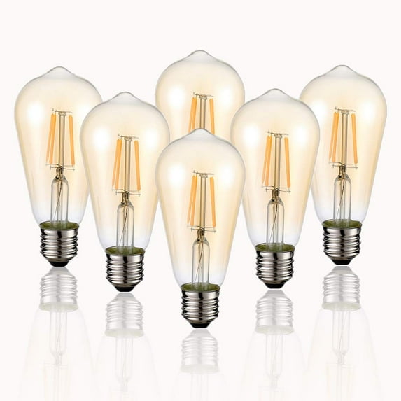 NUODIFAN LED 4W (40W Equivalent) Warm White Vintage Edison Light Bulbs, (6 Pack)