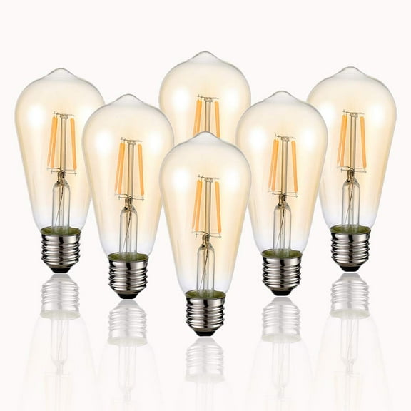 NUODIFAN LED 4W (40W Equivalent) Warm White Vintage Edison Light Bulbs, (6 Pack)