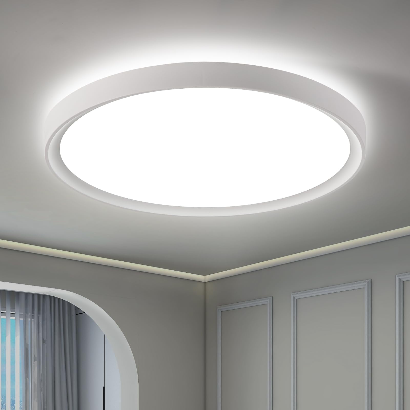 NUODIFAN LED Deckenleuchte, 4W Deckenlampe, 400LM Ultra Dünn Schwarz